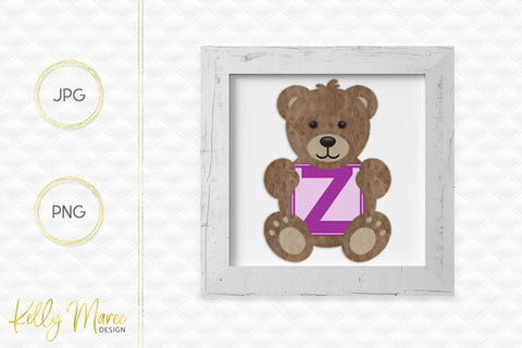 Letter Z Bear Graphic Sublimation Kelly Maree Design 