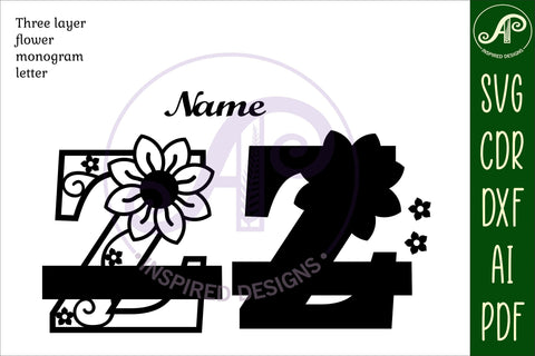 Letter Z Flower Layer Monogram SVG File SVG APInspireddesigns 