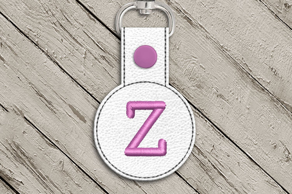 Letter Z Round ITH Key Fob In the Hoop Embroidery Design - So Fontsy