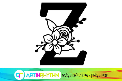 letter Z svg, floral alphabet svg SVG Artinrhythm shop 