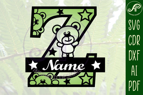 Letter Z Teddy Bear Monogram SVG file SVG APInspireddesigns 