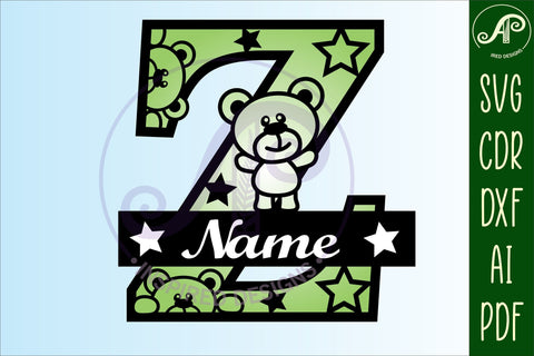 Letter Z Teddy Bear Monogram SVG file SVG APInspireddesigns 