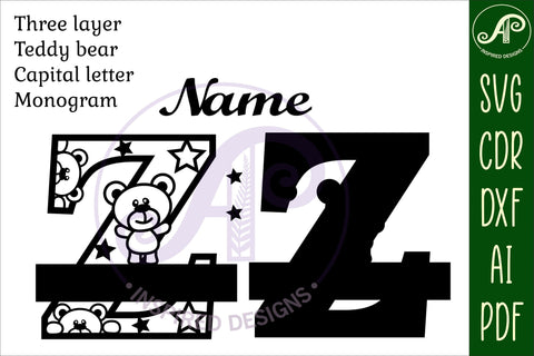 Letter Z Teddy Bear Monogram SVG file SVG APInspireddesigns 