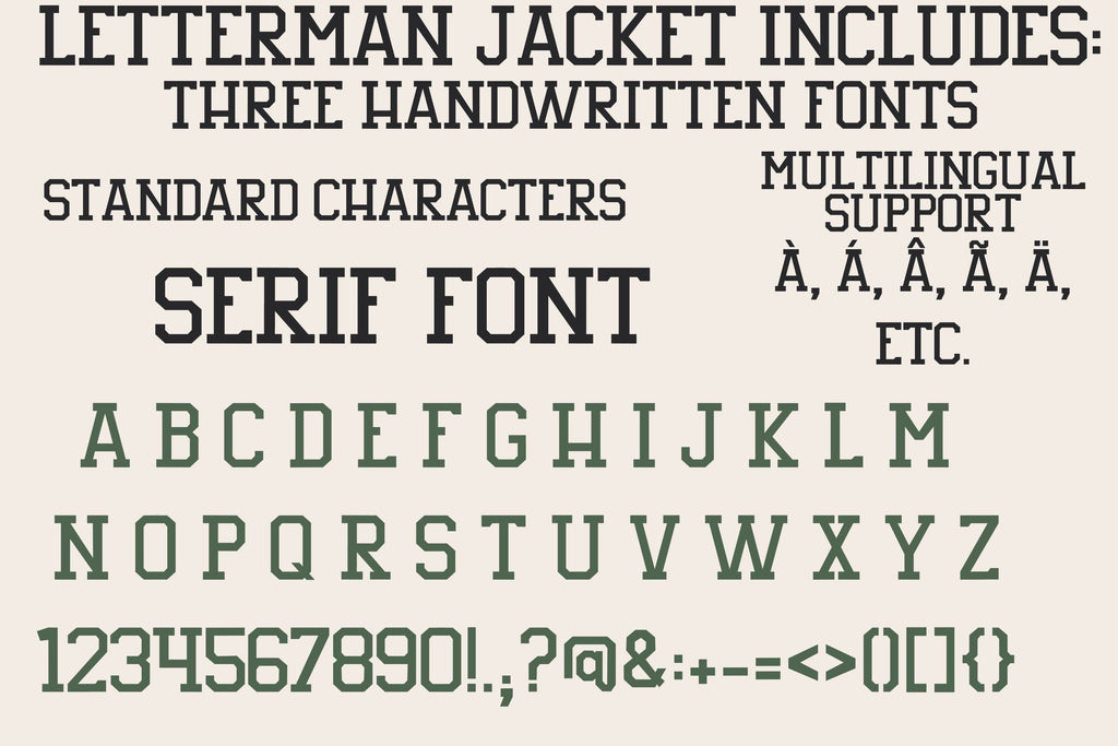 Jacket Rinkles Font Letterman Jacket, A Sporty Handwritten Font Trio - So Fontsy