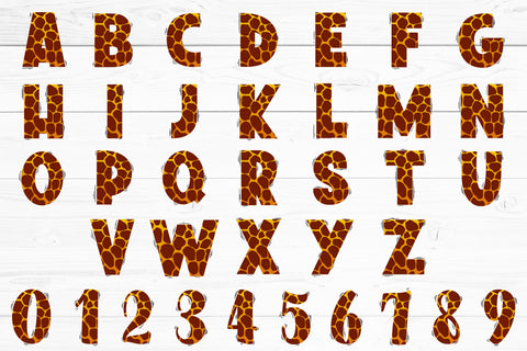 Letters and Numbers with Animal Print | Animals Alphabet PNG Sublimation Fly Design 