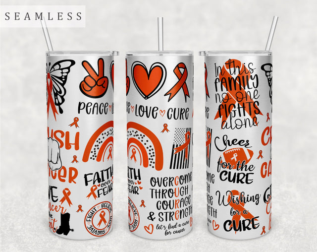 Leukemia Awareness Tumbler Wrap, 20 Oz Skinny Tumbler Leukemia Sublimation Design, Seamless Blood Cancer Tumbler PNG Sublimation HappyDesignStudio 
