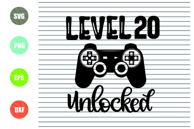Level 20 Unlocked svg, 20th Birthday Boy, 20 Years Old Gamer Funny Kids Computer Video Game Svg PNG Eps, cut files, Cricut Silhouette Cameo SVG Artstoredigital 