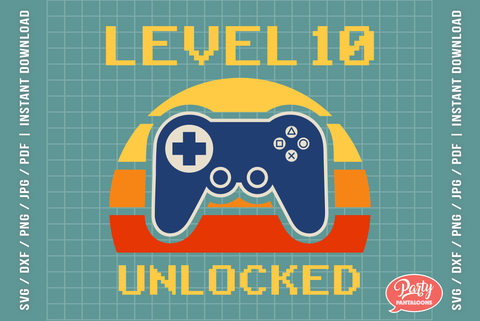 LEVEL UNLOCKED RETRO (1-13) | gaming svg, birthday SVG SVG Partypantaloons 