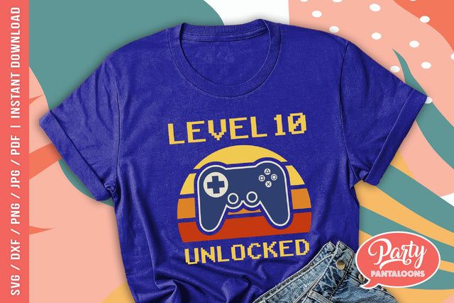 LEVEL UNLOCKED RETRO (1-13) | gaming svg, birthday SVG SVG Partypantaloons 