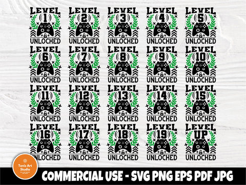 Level Unlocked SVG Bundle, Birthday Svg, Gamer Svg SVG TonisArtStudio 