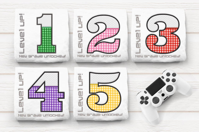 Level Up 1st - 5th Grade Applique Embroidery Design Bundle Embroidery/Applique DESIGNS Designed by Geeks 