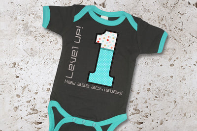 Level Up! 1st Birthday Applique Embroidery Embroidery/Applique Designed by Geeks 