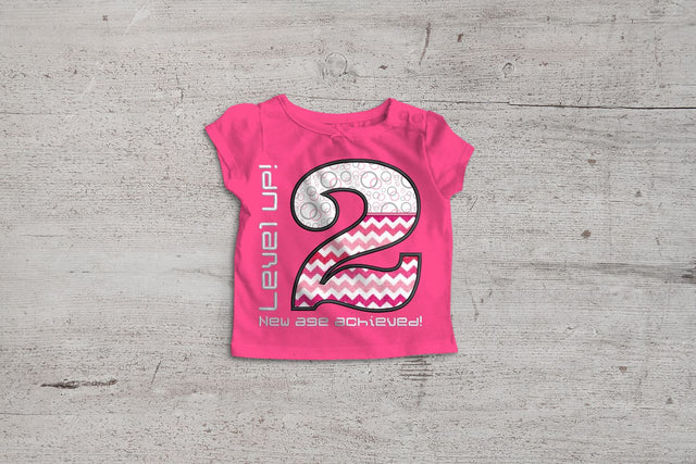 Level Up! 2nd Birthday Applique Embroidery Embroidery/Applique Designed by Geeks 