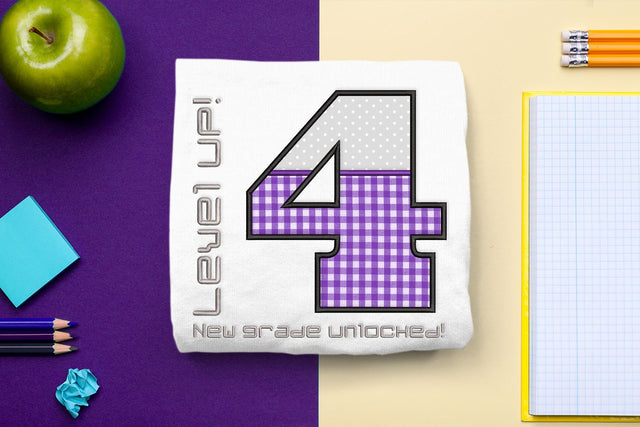 Level Up! 4th Grade Applique Embroidery Embroidery/Applique DESIGNS Designed by Geeks 