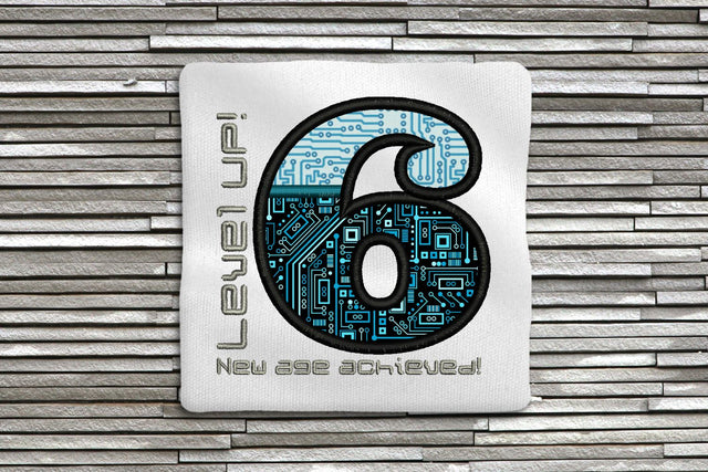 Level Up! 6th Birthday Applique Embroidery Embroidery/Applique Designed by Geeks 