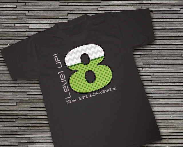 Level Up! 8th Birthday Applique Embroidery Embroidery/Applique Designed by Geeks 