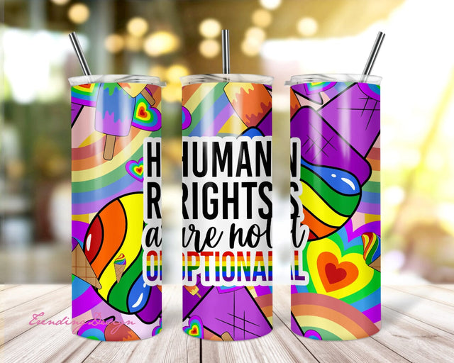 LGBT 20 oz skinny tumbler sublimation design Human rights are not optional PNG design ,20oz tumbler template and Epoxy pen wrap design Sublimation TrendingDesign 