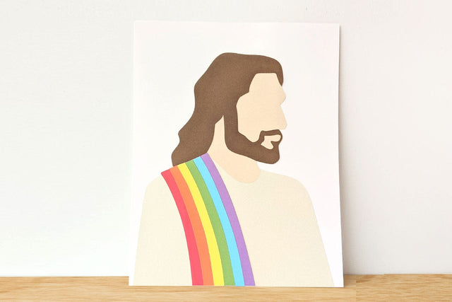 LGBT-Affirming Minimalist Jesus with Rainbow Sash SVG SVG Risa Rocks It 