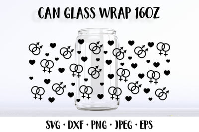 LGBT beer can glass wrap template SVG. LGBTQ glass can SVG LaBelezoka 