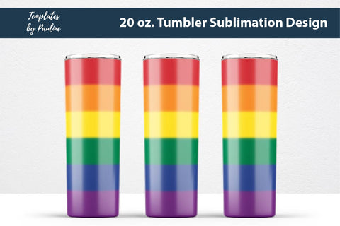 LGBT Flag Wave Seamless Skinny Tumbler Sublimation Wrap PNG Sublimation Templates by Pauline 