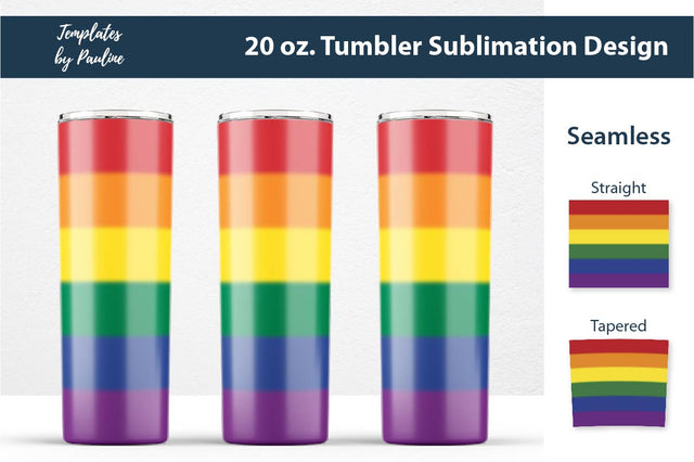 LGBT Flag Wave Seamless Skinny Tumbler Sublimation Wrap PNG Sublimation Templates by Pauline 