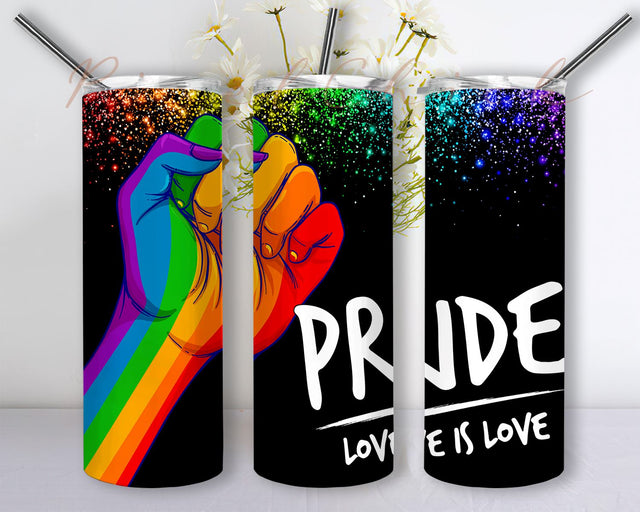 LGBT Love is Love Support Gay Lesbian Pride Tumbler PNG, 20 oz Skinny Tumbler Glitter Wrap, LGBT sunflower Tumbler Wrap Sublimation PixelChick 