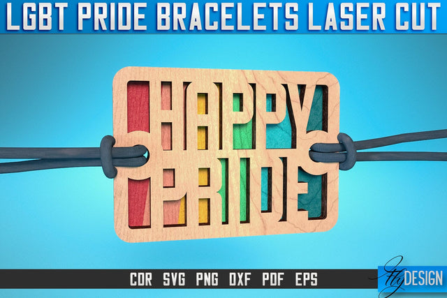 LGBT Pride Bracelets Laser Cut SVG | Accessories Laser Cut SVG Design | CNC Files SVG Fly Design 