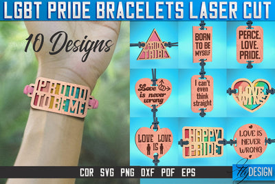 LGBT Pride Bracelets Laser Cut SVG | Accessories Laser Cut SVG Design | CNC Files SVG Fly Design 