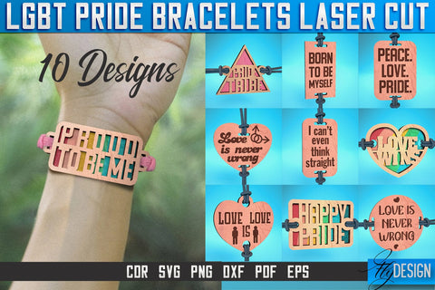 LGBT Pride Bracelets Laser Cut SVG | Accessories Laser Cut SVG Design | CNC Files SVG Fly Design 