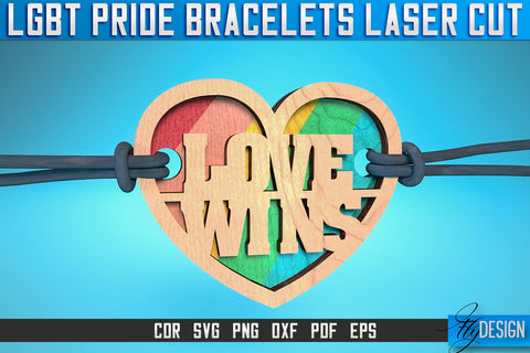 LGBT Pride Bracelets Laser Cut SVG | Accessories Laser Cut SVG Design | CNC Files SVG Fly Design 