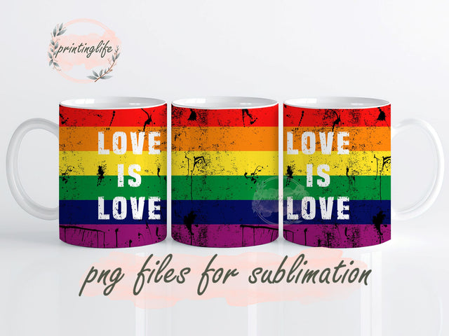 Lgbt Pride Love sublimation mug design Love is Love PNG mug wrap Pride sublimation Pride mug Sublimation PrintingLife 