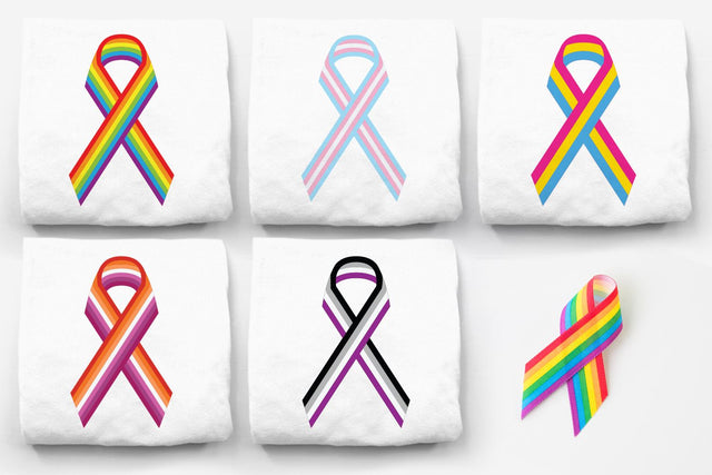 LGBT Pride Striped Awareness Ribbons SVG File Set SVG Designed by Geeks 