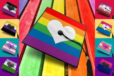 LGBT Pride Stripes with Heart Graduation Cap Decoration SVG Risa Rocks It 