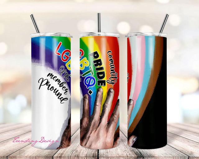 LGBTQ+ Community, Gay Pride Month, Proud design 20oz Skinny Tumbler Sublimation Wrap Designs, PNG, Digital Download Sublimation TrendingDesign 