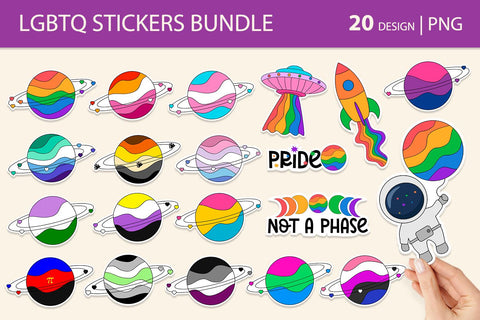 LGBTQ Flag Planet Printable sticker Sublimation KMarinaDesign 