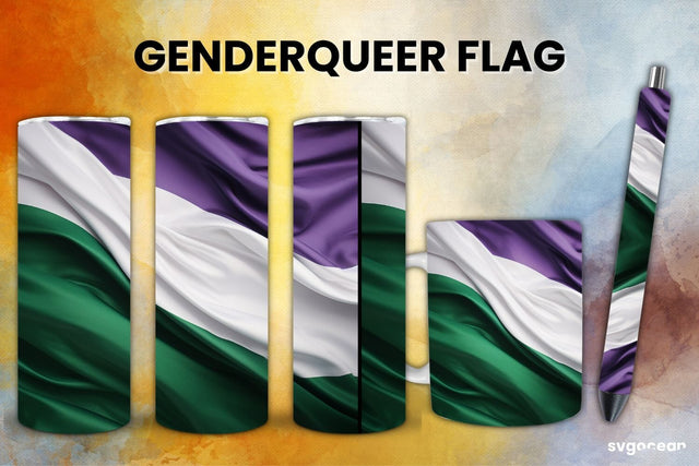 LGBTQ+ Genderqueer Flag Bundle | Tumbler | Mug | Pen Sublimation SvgOcean 