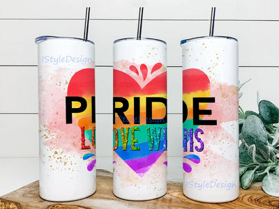 LGBTQ Love Wins 20 oz Skinny Tumbler Sublimation Designs Heart Rainbow Pride For Straight Tapered Tumbler Sublimation iStyleDesign 