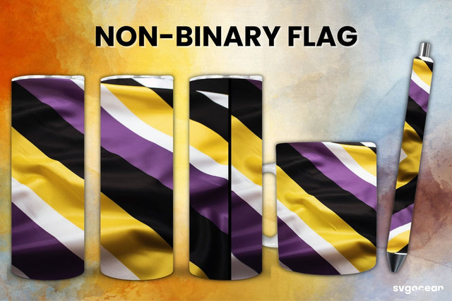 LGBTQ+ Non-binary Flag Bundle | Tumbler | Mug | Pen Sublimation SvgOcean 