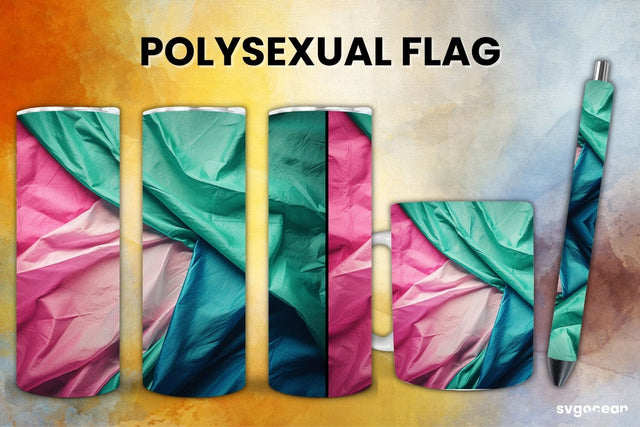 LGBTQ+ Polysexual Flag Bundle | Tumbler | Mug | Pen Sublimation SvgOcean 