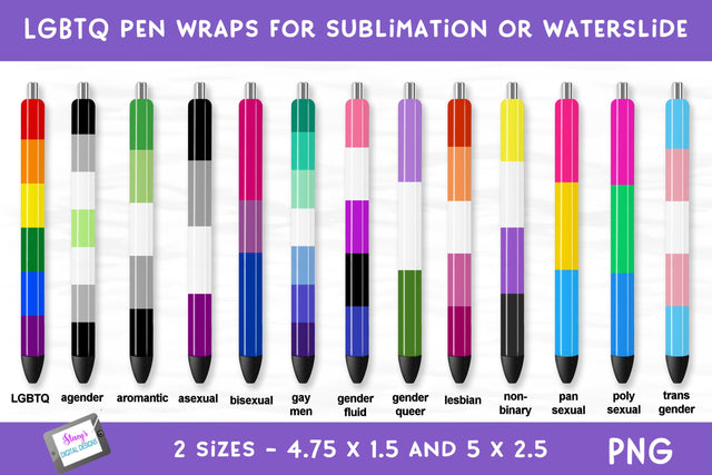 LGBTQ Pride Flags Pen Wrap Bundle - sublimation - waterslide Sublimation Stacy's Digital Designs 