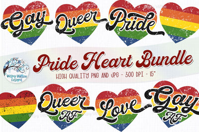 LGBTQ Pride Heart Sublimation Bundle Sublimation Wispy Willow Designs 