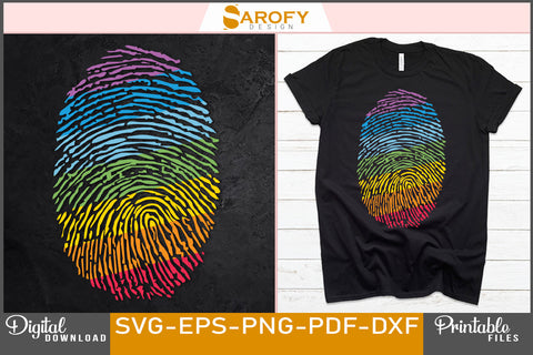 LGBTQ pride month rainbow fingerprint SVG Sarofydesign 