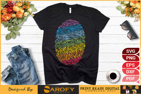 LGBTQ pride month rainbow fingerprint SVG Sarofydesign 