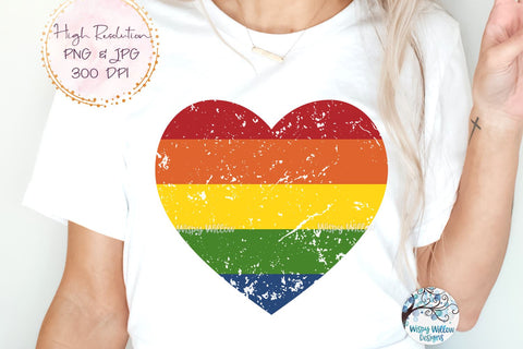 LGBTQ Pride Rainbow Heart Sublimation Png Sublimation Wispy Willow Designs 