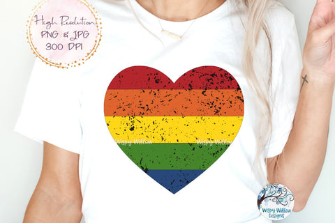LGBTQ Pride Rainbow Heart Sublimation Png Sublimation Wispy Willow Designs 