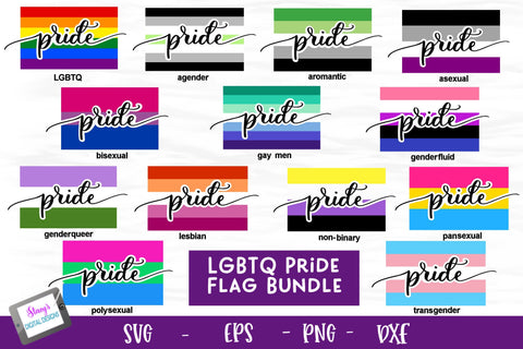 LGBTQ Pride - SVG Pride flag bundle - 13 LGBTQ pride flags SVG Stacy's Digital Designs 