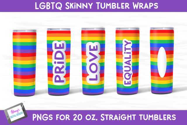 LGBTQ Pride Tumbler Wrap Bundle - 5 Skinny tumbler designs Sublimation Stacy's Digital Designs 