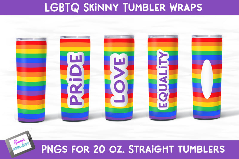 LGBTQ Pride Tumbler Wrap Bundle - 5 Skinny tumbler designs Sublimation Stacy's Digital Designs 