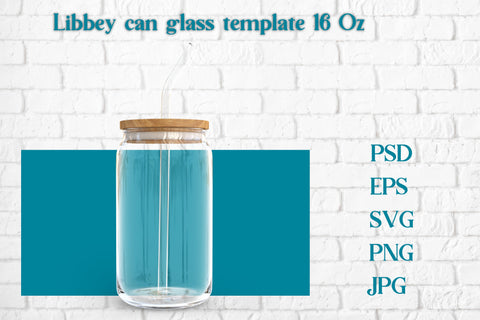 Libbey can glass template | Can glass wrap 16 Oz Sublimation Svetana Studio 