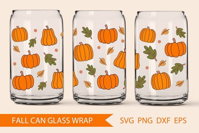 Libbey can glass wrap fall pumpkin SVG KMarinaDesign 
